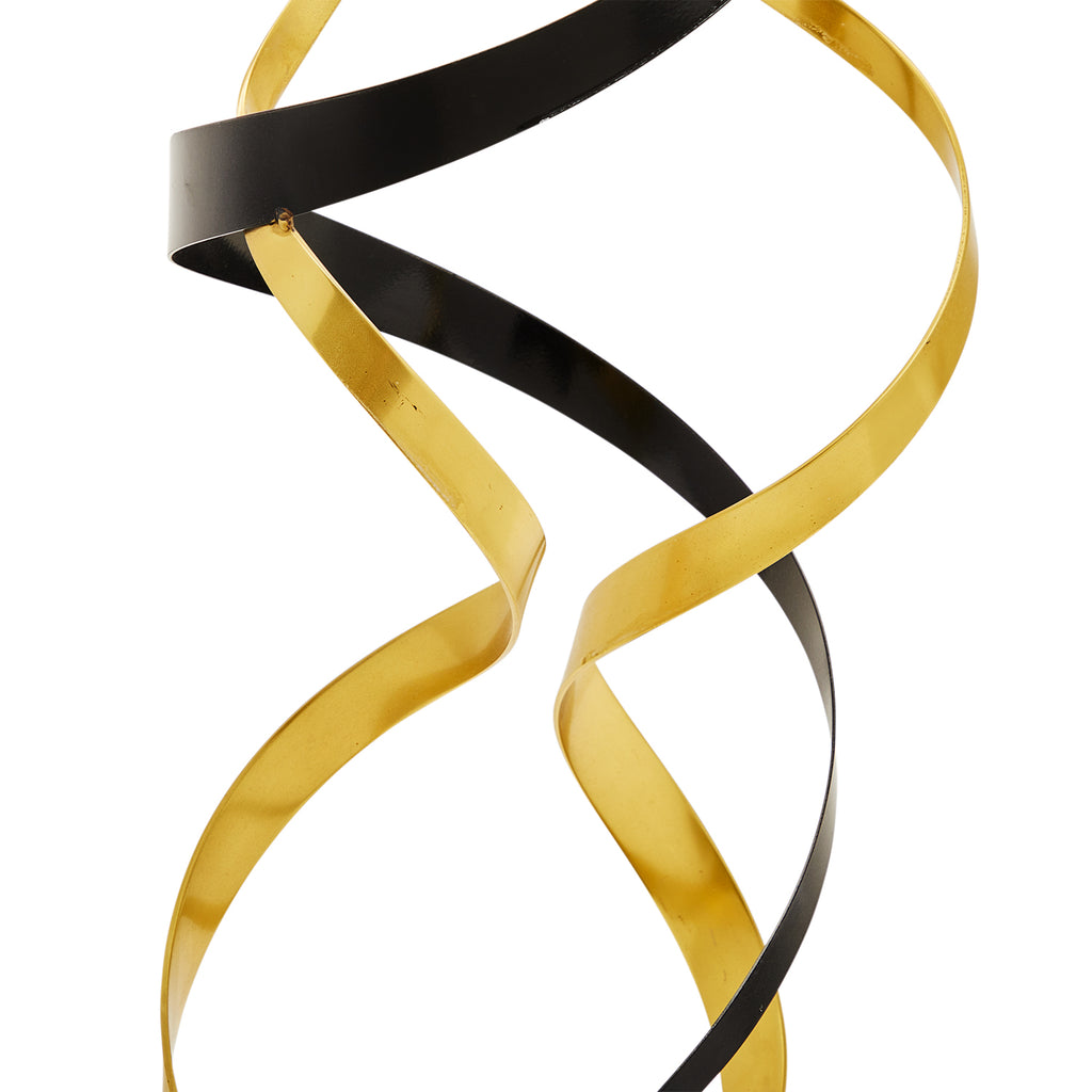 Gold & Black Curled Bronze Ribbon Sculpture