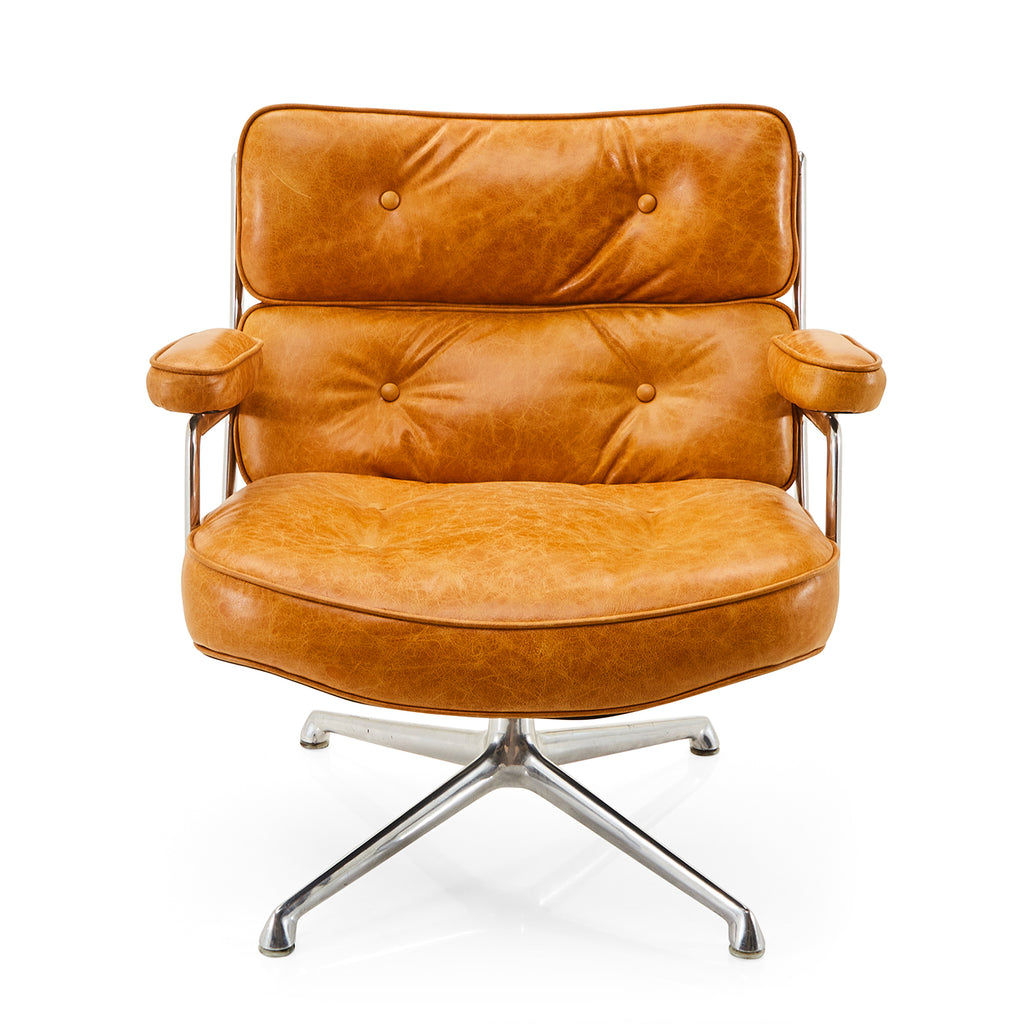Tan Leather Time Life Wide Arm Chair