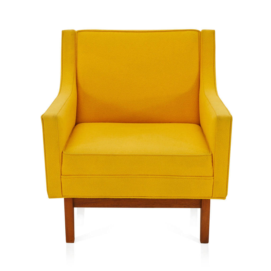 Yellow Fabric Arm Chair with Wood Base