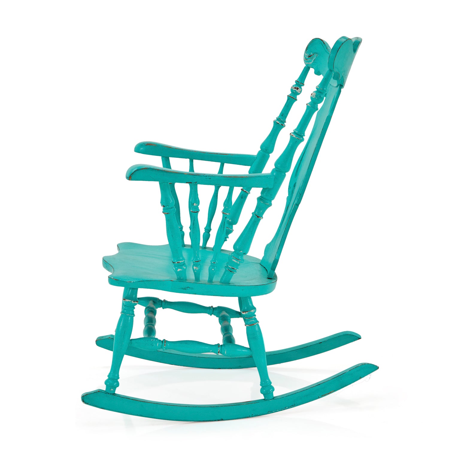 Turquoise Neo-Classical Wood Rocking Chair - Gil & Roy Props