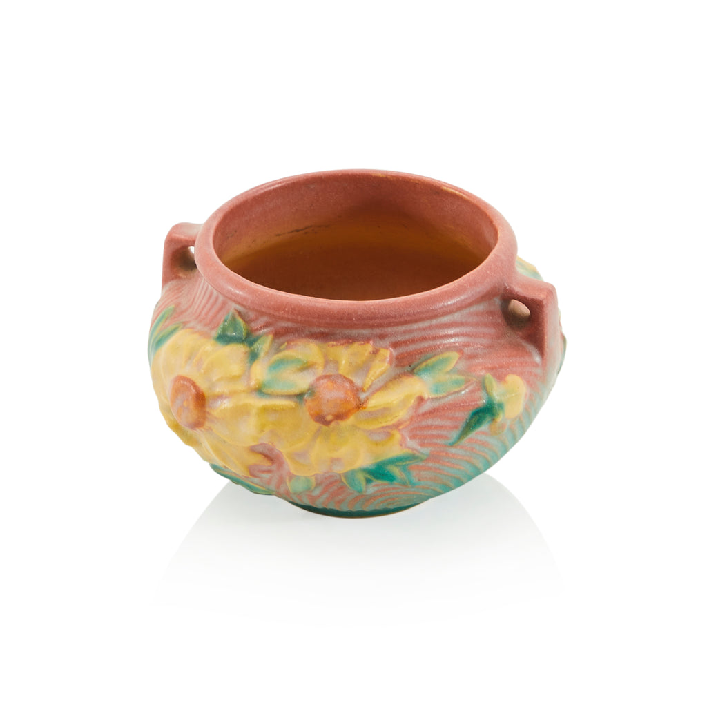 Pink Yellow Floral Ceramic Roseville Vase (A+D)