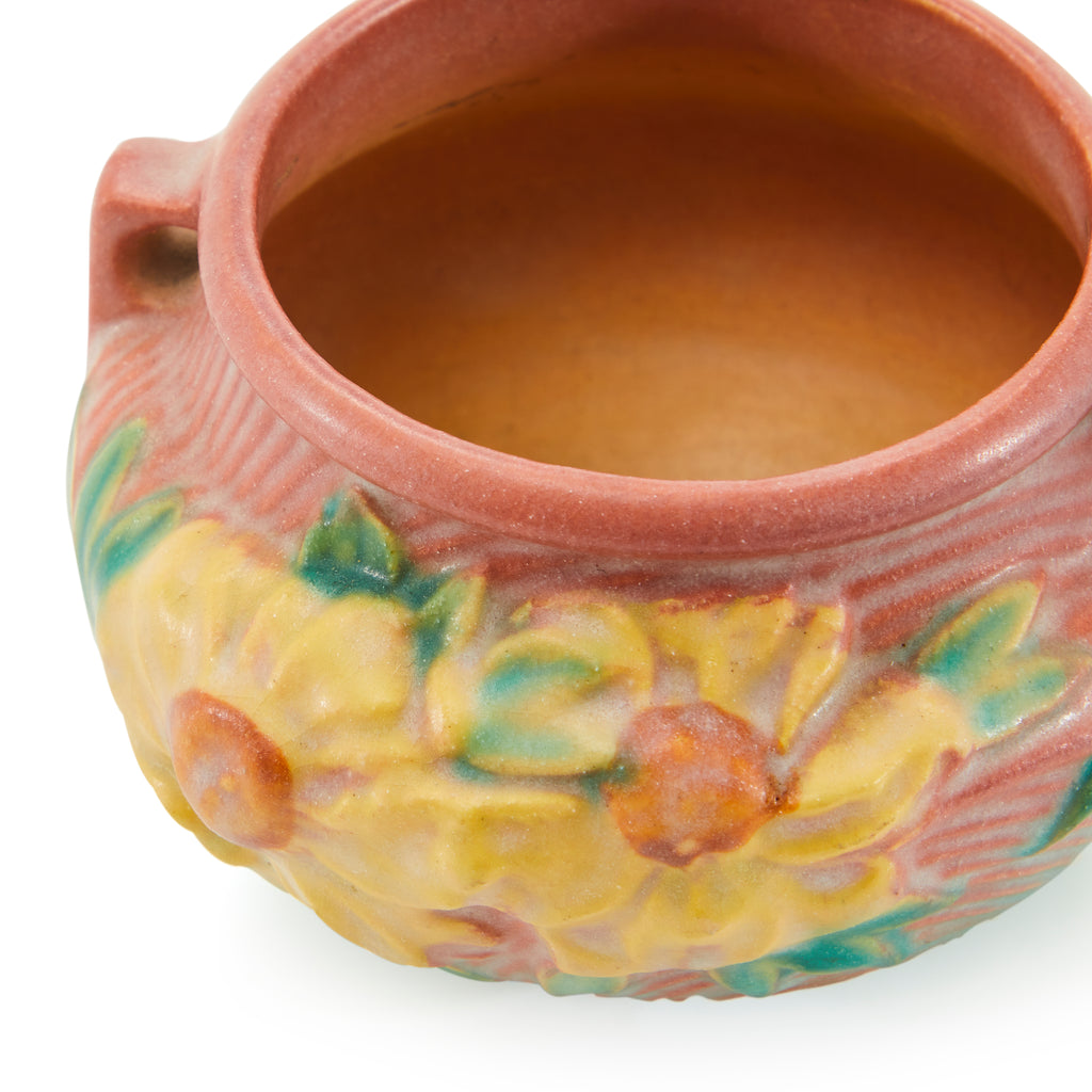 Pink Yellow Floral Ceramic Roseville Vase (A+D)
