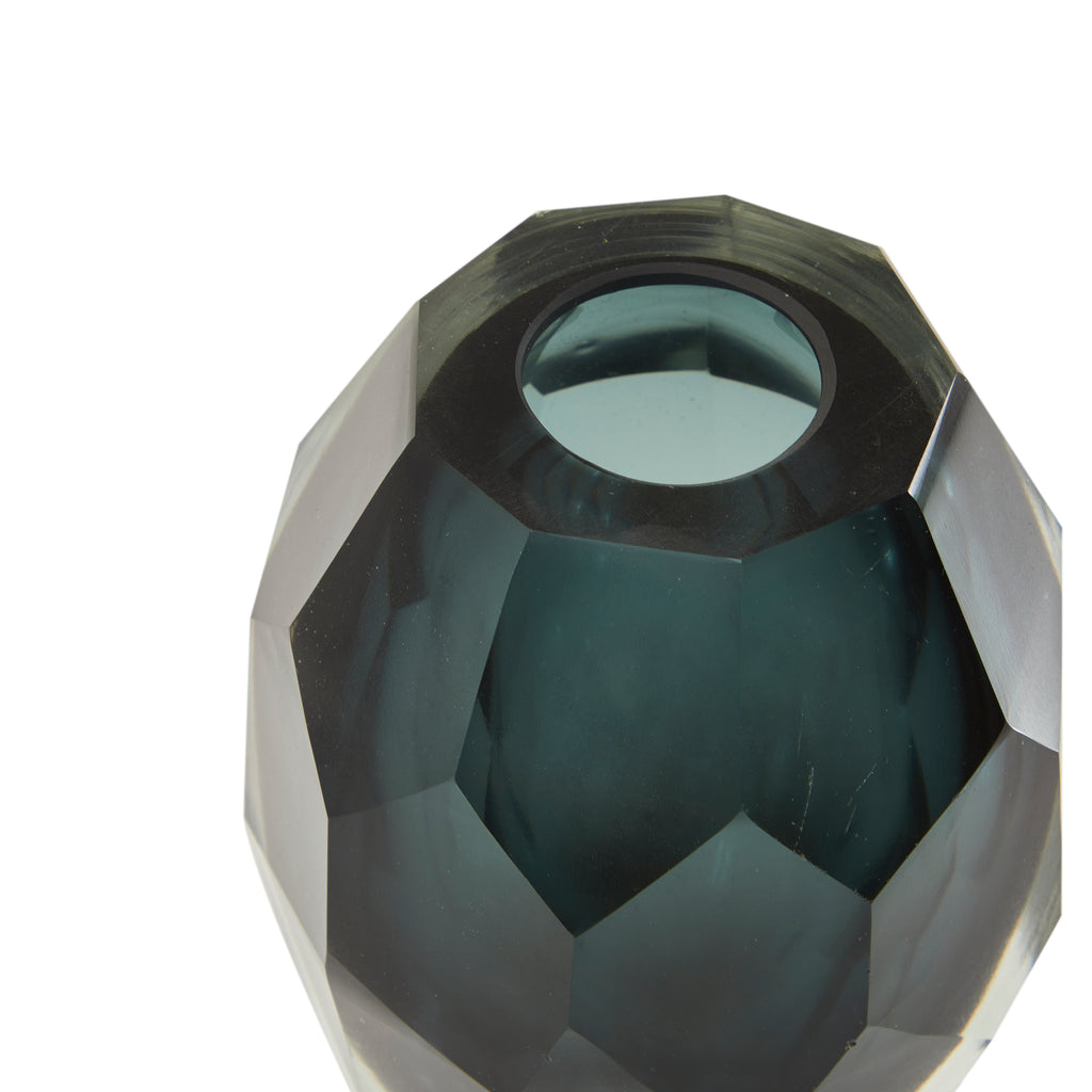 Grey Geometric Smokey Glass Vase (A+D)