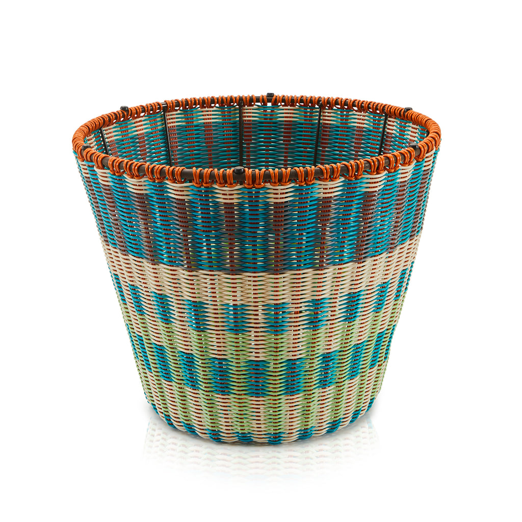 Blue & Tan Woven Basket (A+D)