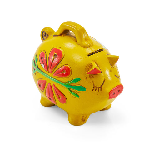 Yellow Ceramic Piggy Bank (A+D)