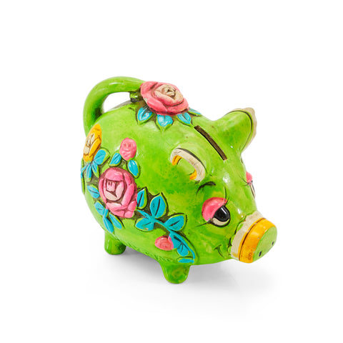 Green Ceramic Piggy Bank (A+D)