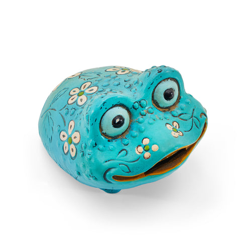 Blue Ceramic Frog Coin Bank (A+D)