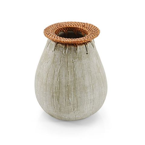 Grey Small Clay Thatched Vase (A+D)