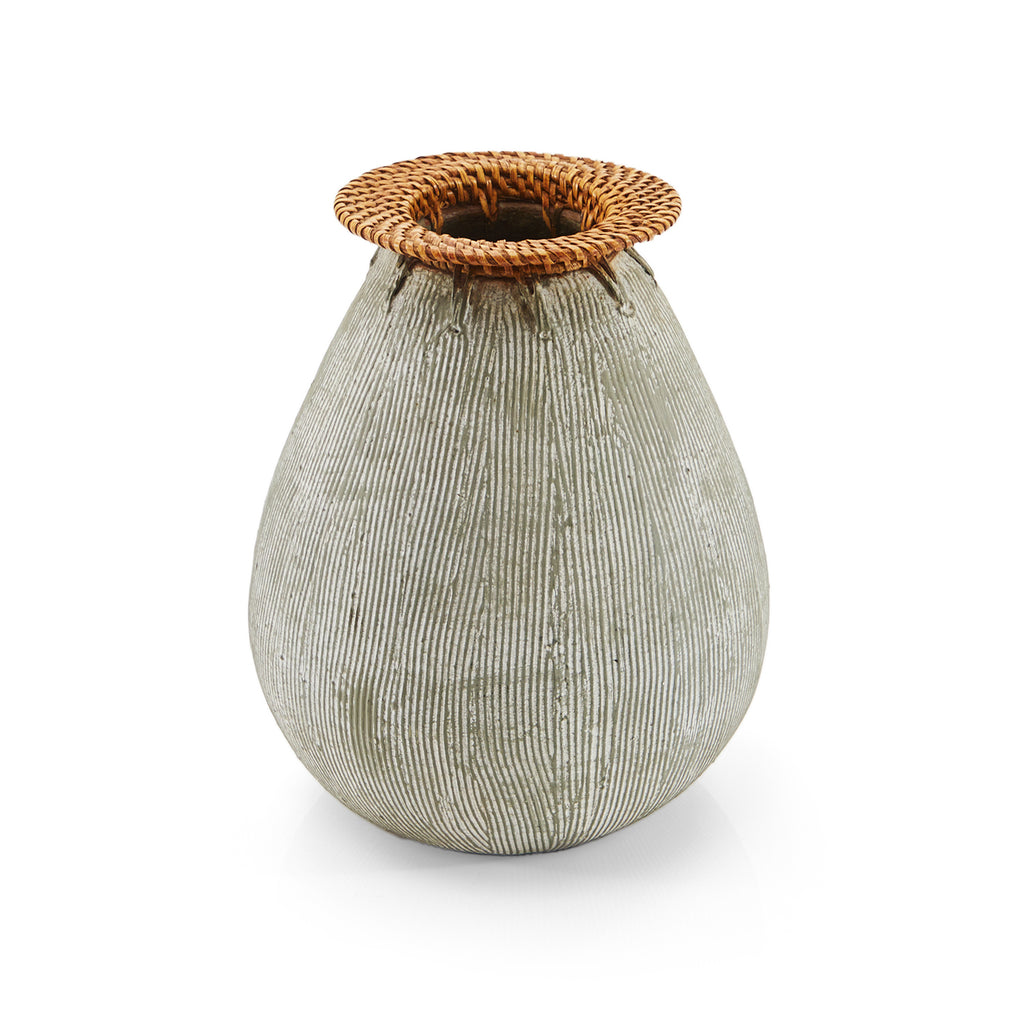 Grey Large Clay Thatched Vase (A+D)