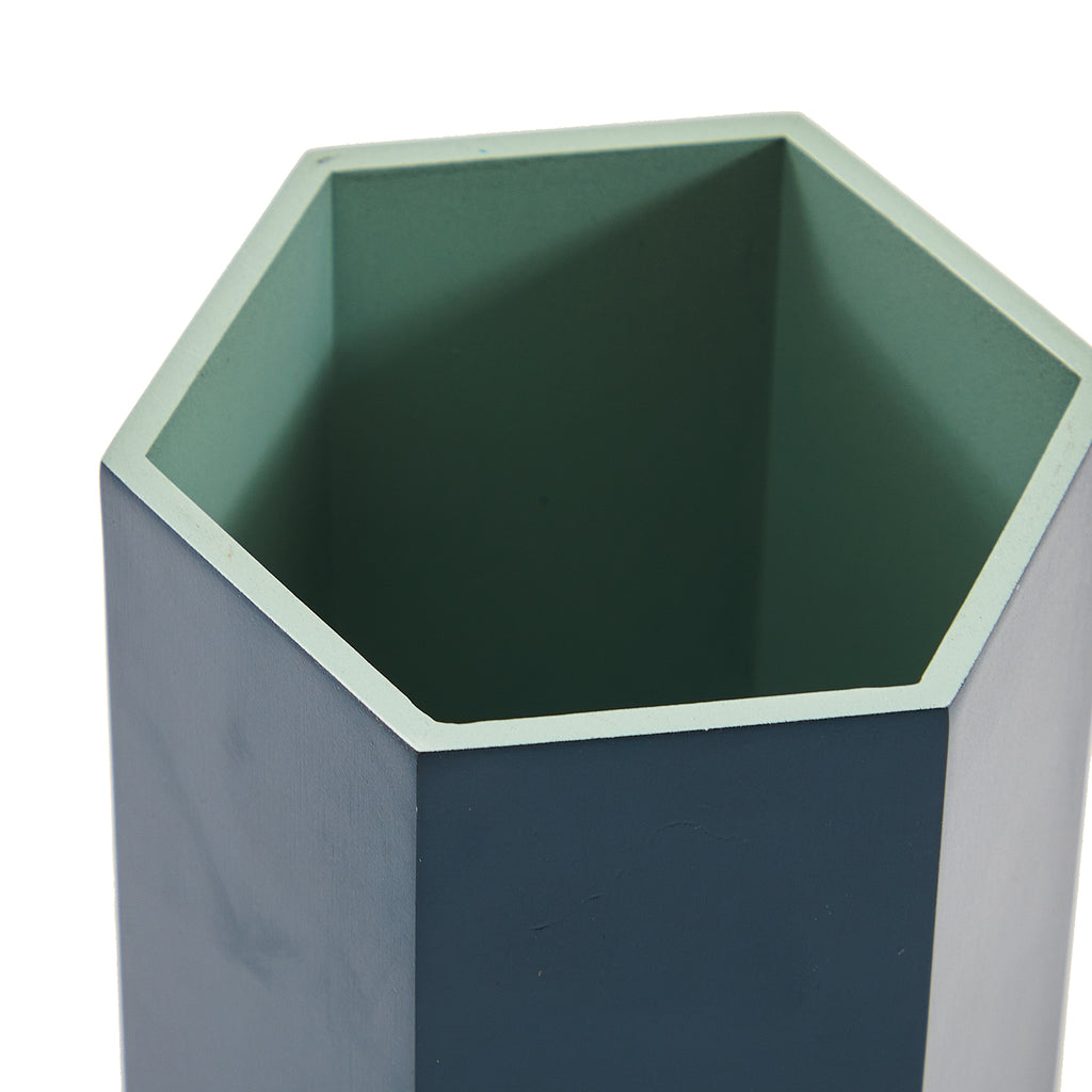 Blue Short Hexagonal Vase (A+D)