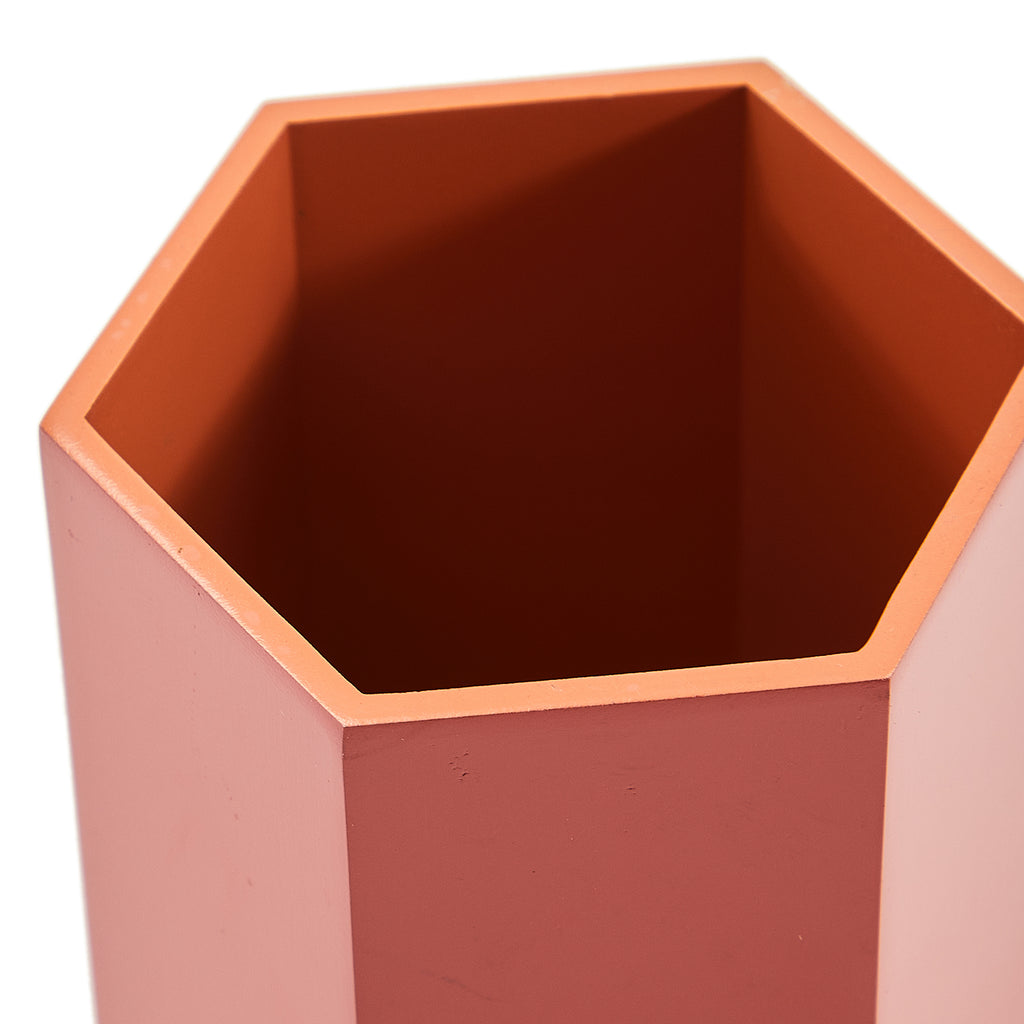 Orange Short Hexagonal Vase (A+D)