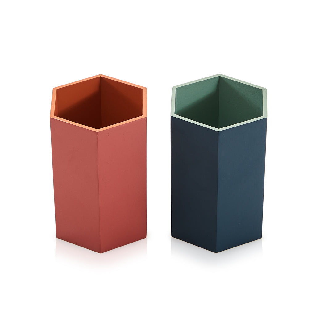 Orange Short Hexagonal Vase (A+D)