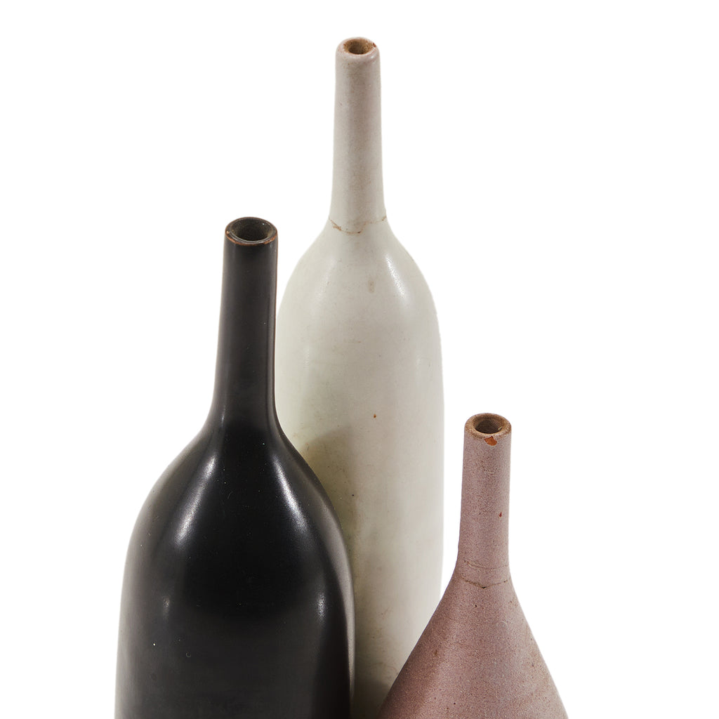 Black White & Pink Ceramic Triple-Vase (A+D)