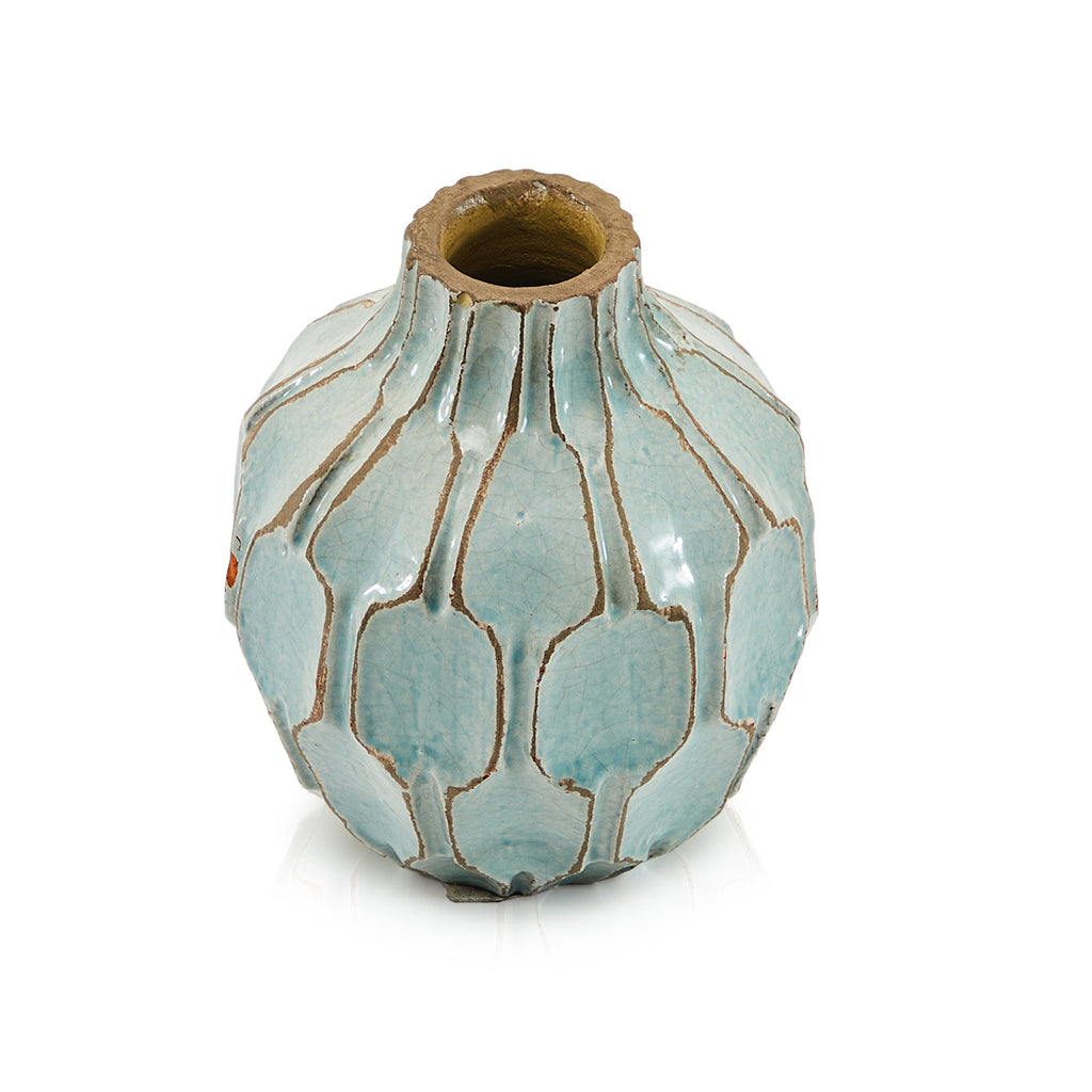 Blue Honeycomb Short Vase (A+D)