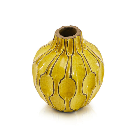 Yellow Honeycomb Short Vase (A+D)