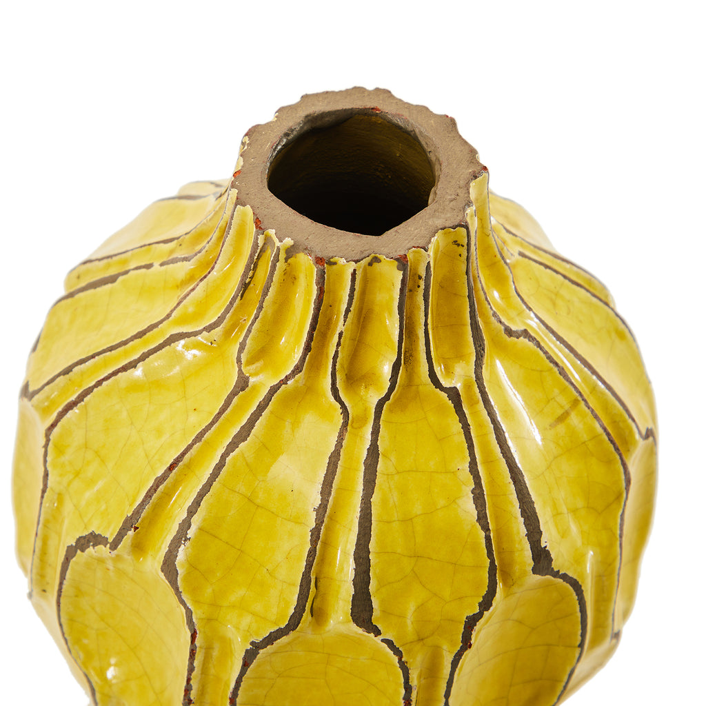 Yellow Honeycomb Short Vase (A+D)
