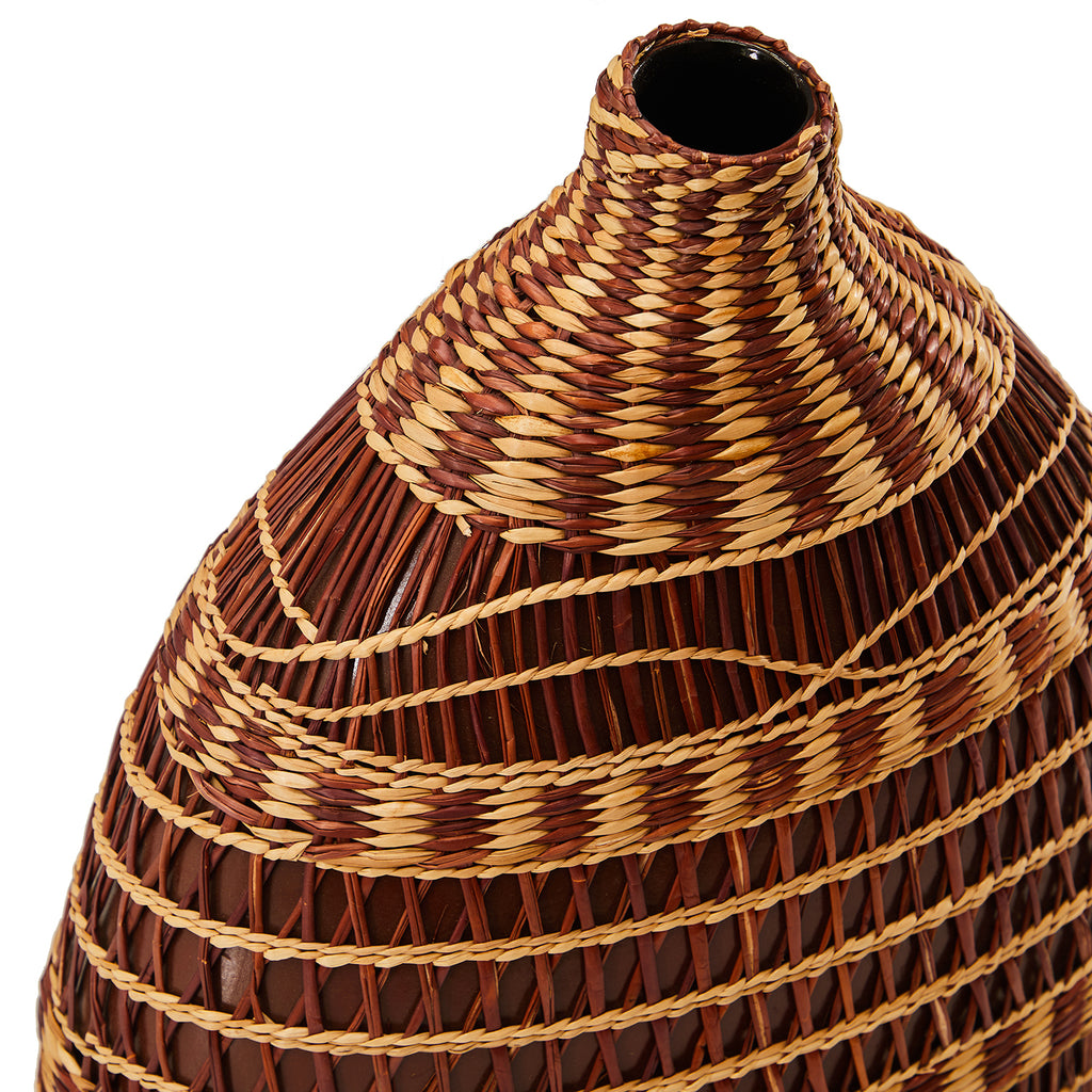 Brown Rattan Tapering Vase (A+D)