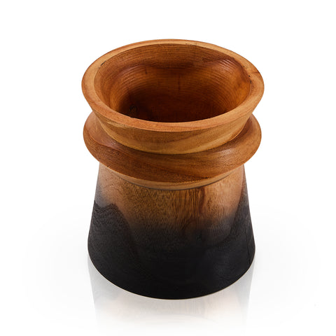 Brown & Black Wooden Vase (A+D)