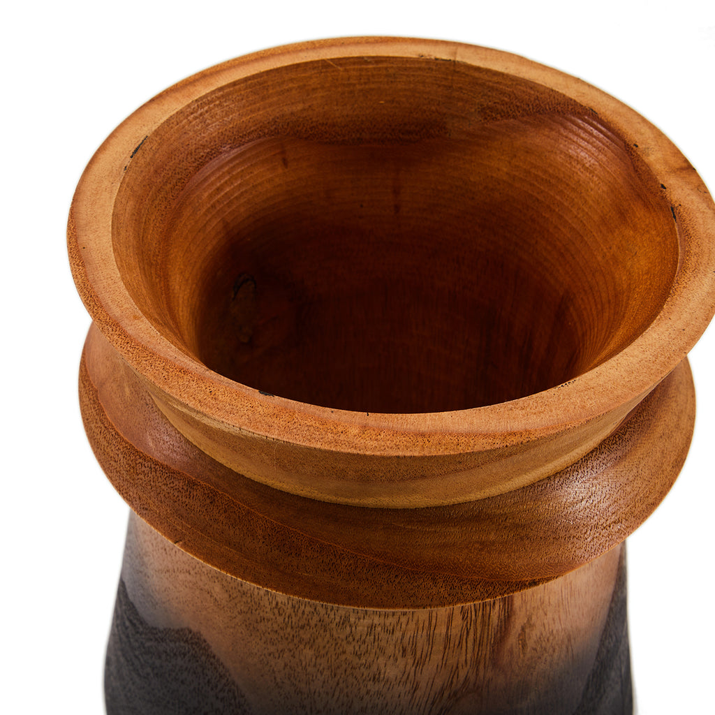 Brown & Black Wooden Vase (A+D)