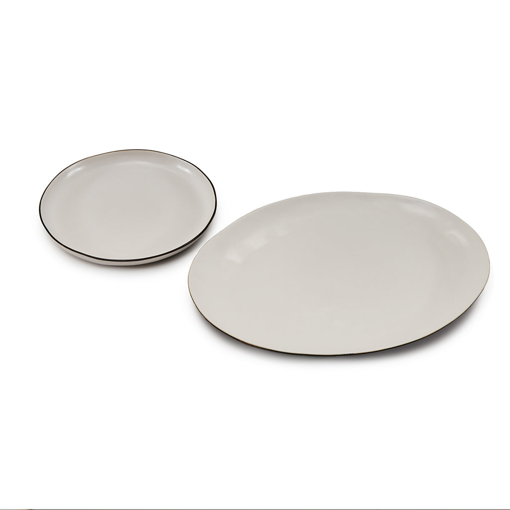 White Black Rim Ceramic Plate (A+D)
