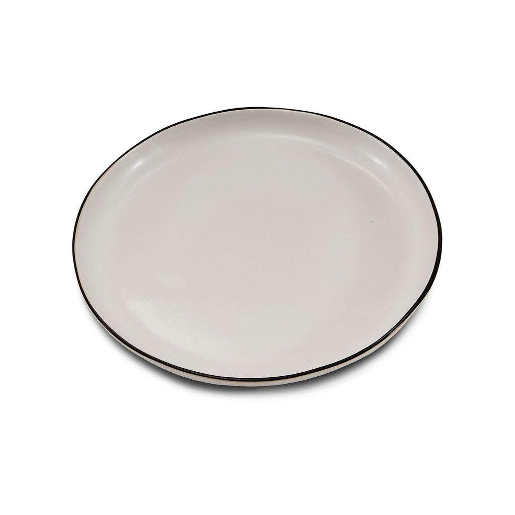 White Black Rim Ceramic Plate (A+D)