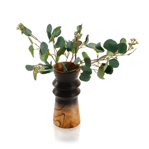 Black and Brown Wooden Vase with Eucalyptus (A+D)
