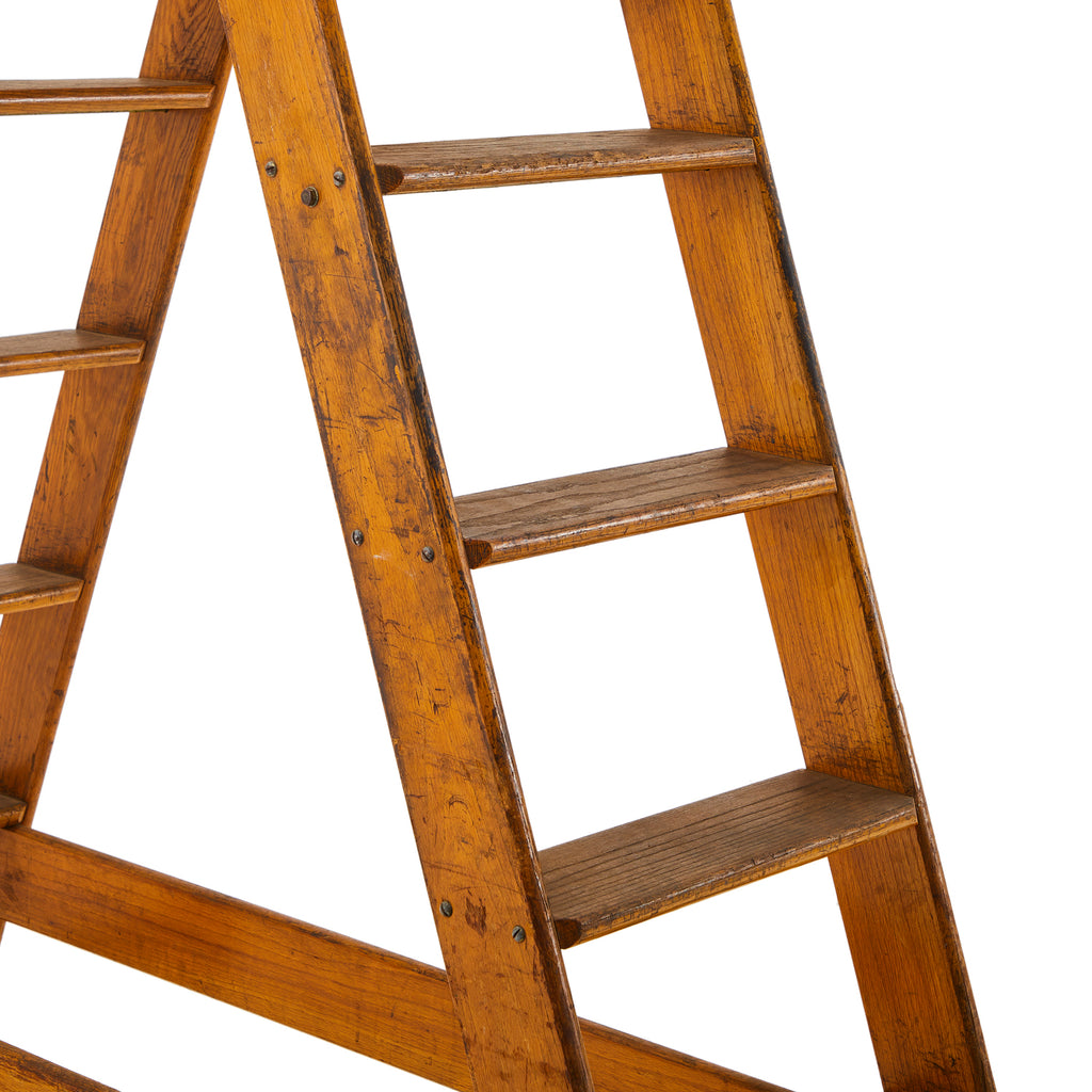 Wooden Rolling A-Frame Ladder