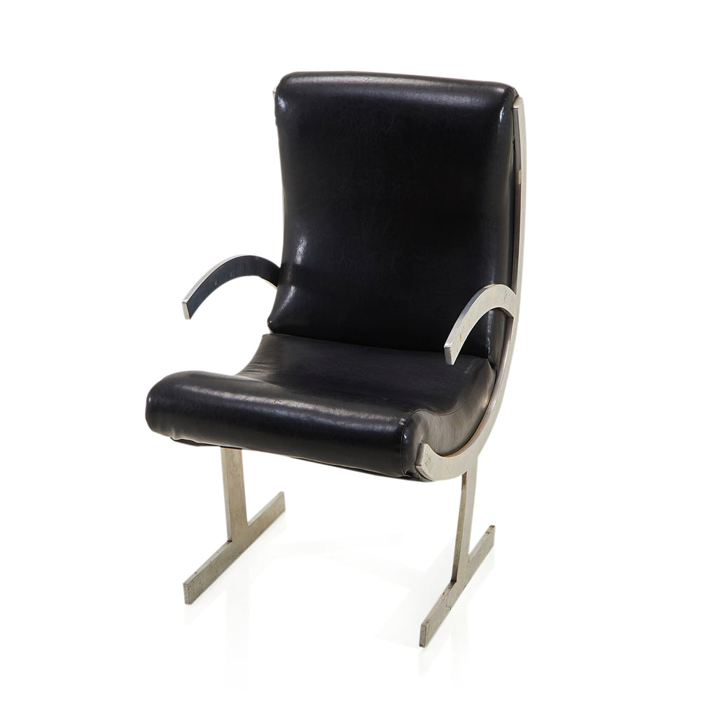 Black High Back Leisure Chair with Steel Siding