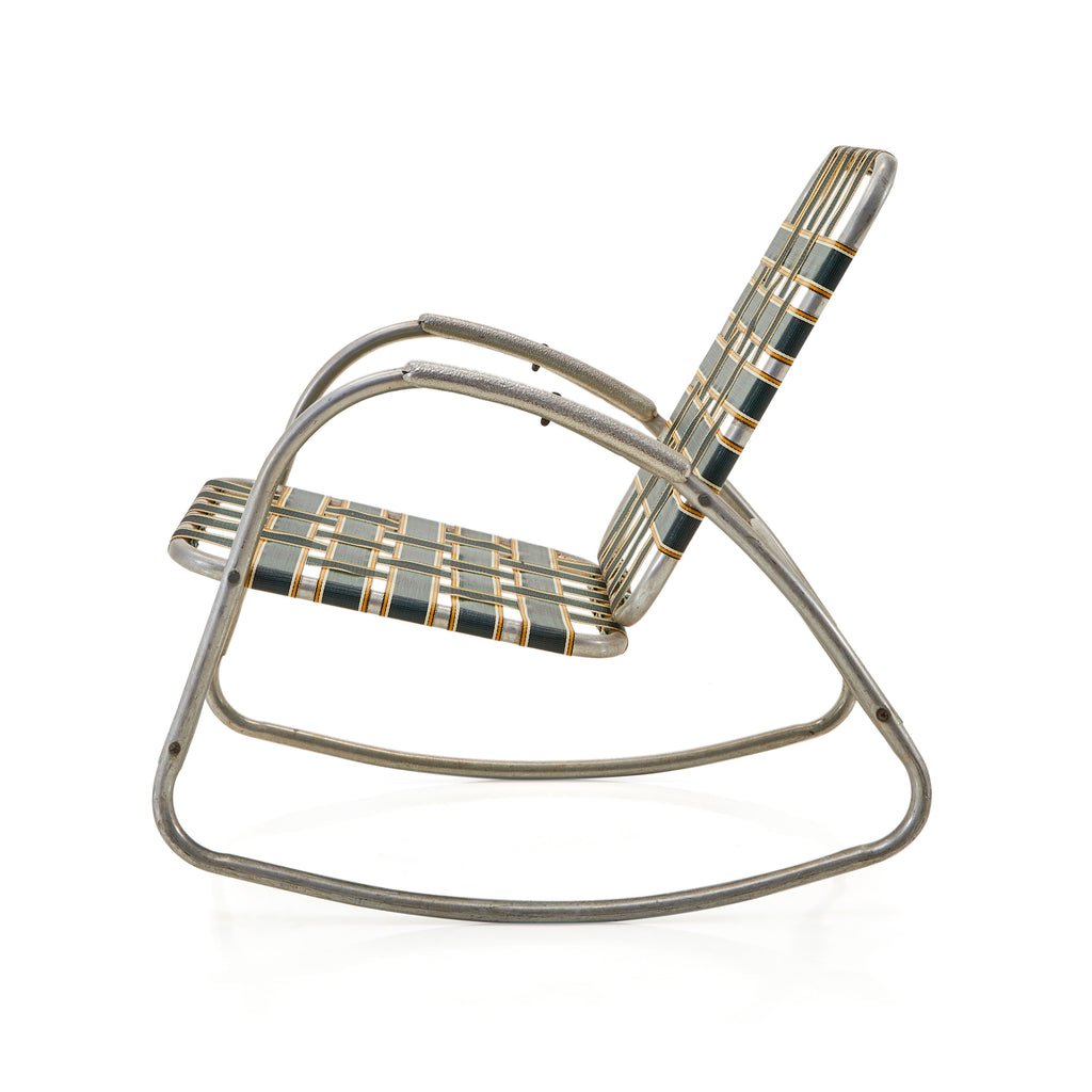 Green Rocking Chair with Metal Frame