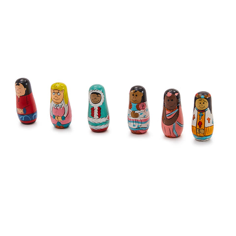 Wood Miniature Multiracial Dolls (A+D)