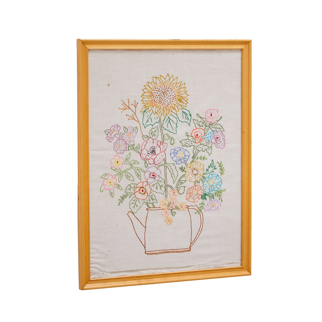 0036 (A+D) White Framed Flower Embroidery Artwork