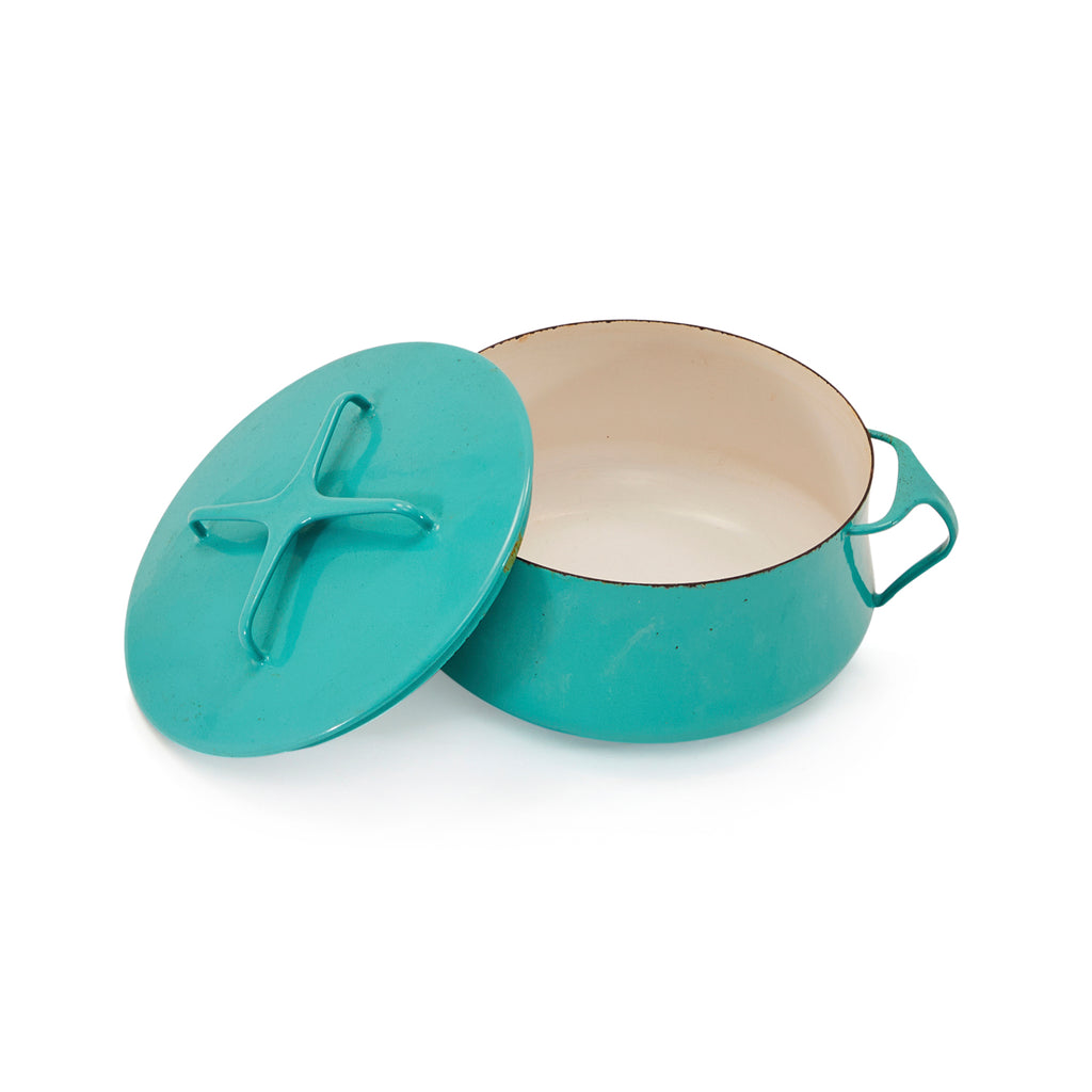 Turquoise Enamel Pot with Lid