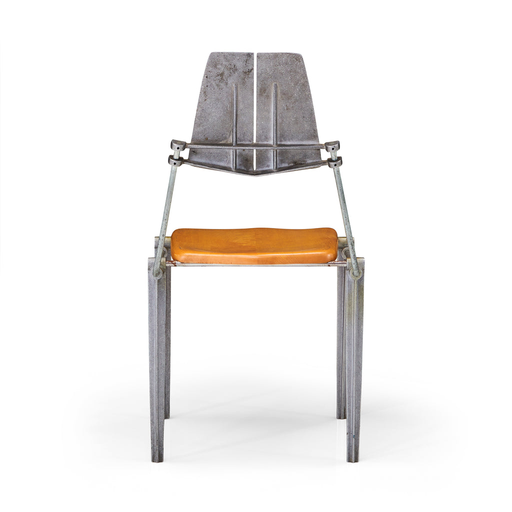 Aluminum Josten Dining Chair with Wood Seat