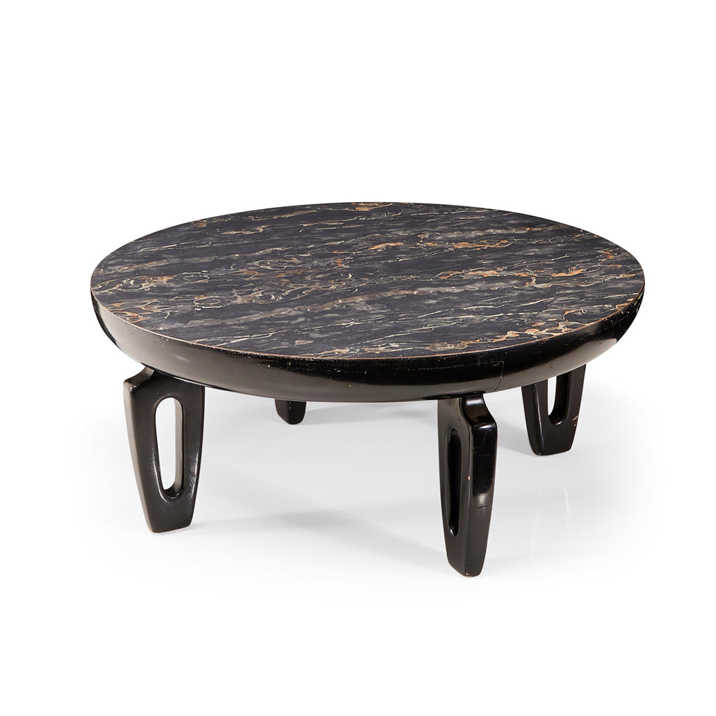 Black Laminate Round Wood Coffee Table