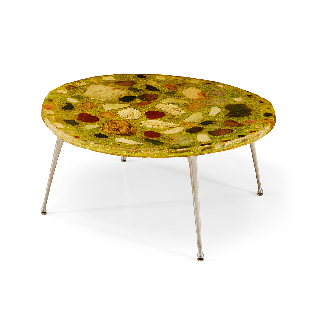 Resin Tiled Green Round Coffee Table