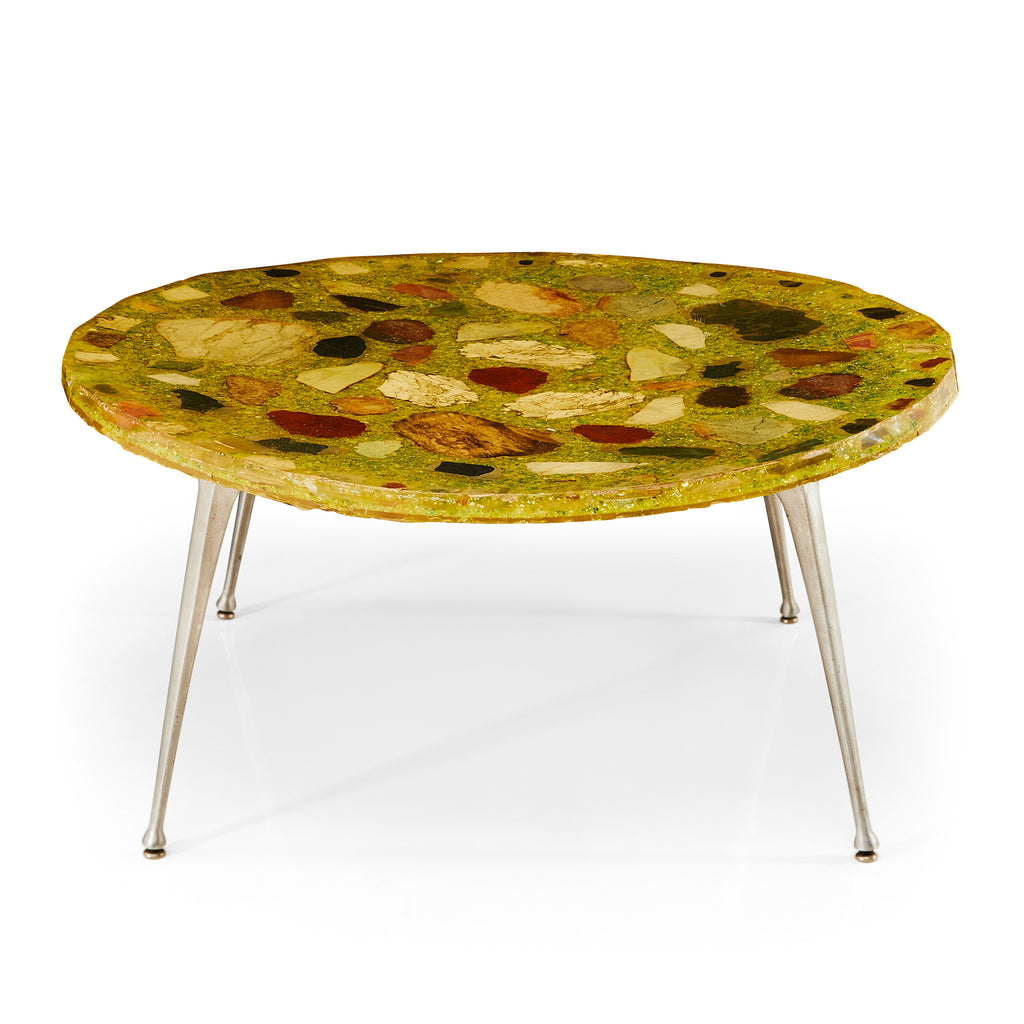 Resin Tiled Green Round Coffee Table