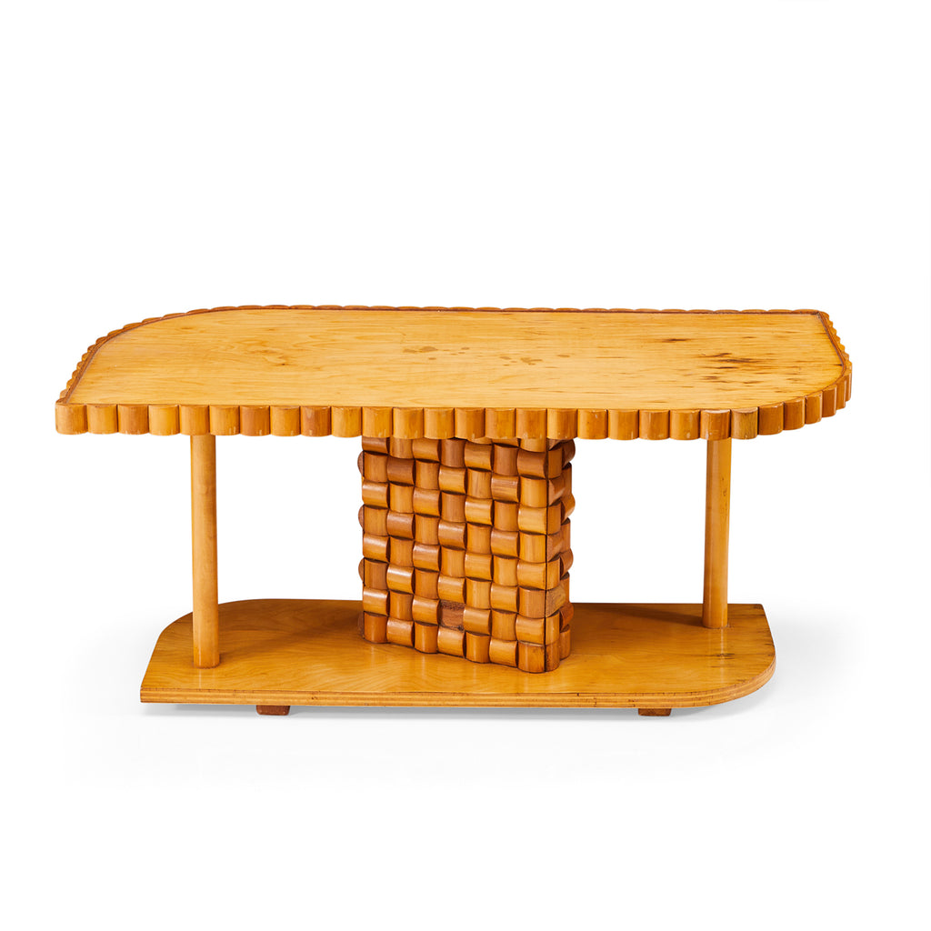 Wood Woven Block Coffee Table