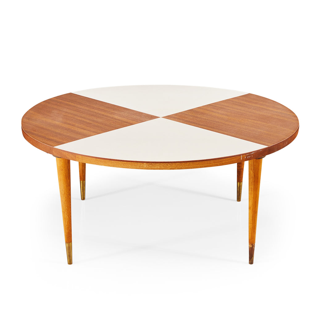Wood & White Split Top Round Coffee Table