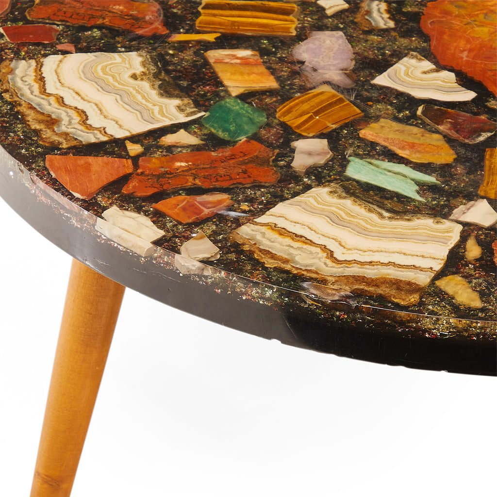 Resin Dark Earthy Tiled Round Coffee Table
