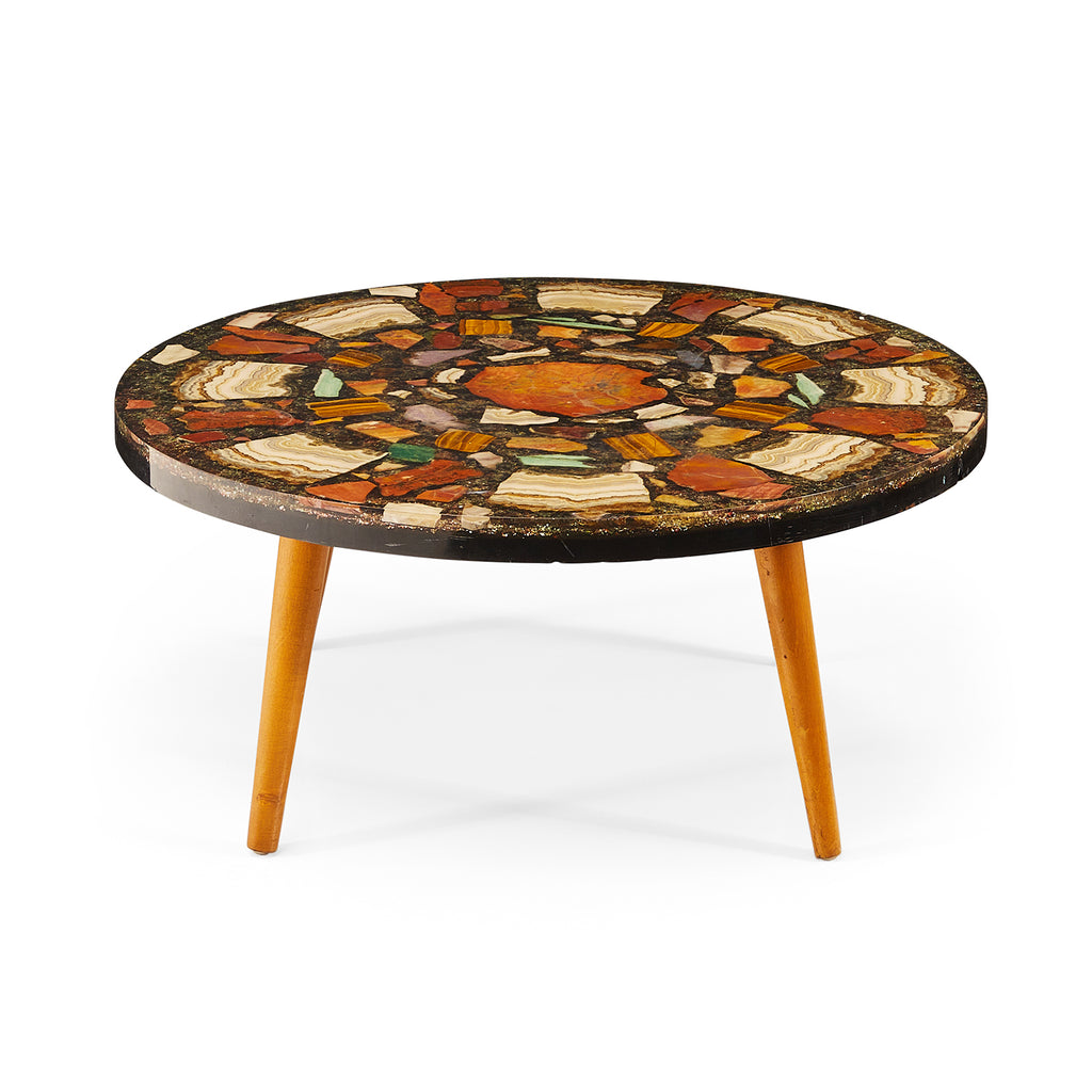 Resin Dark Earthy Tiled Round Coffee Table