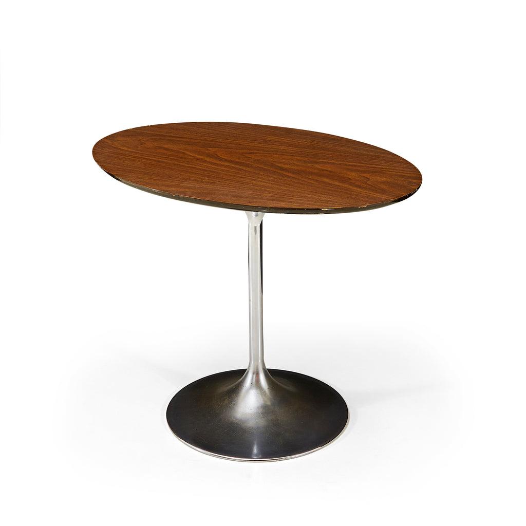 Wood Top + Silver Tulip Base Side Table