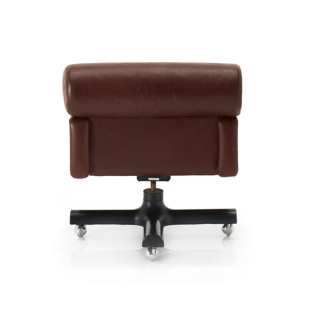 Dark Brown Leather Rolling Arm Chair