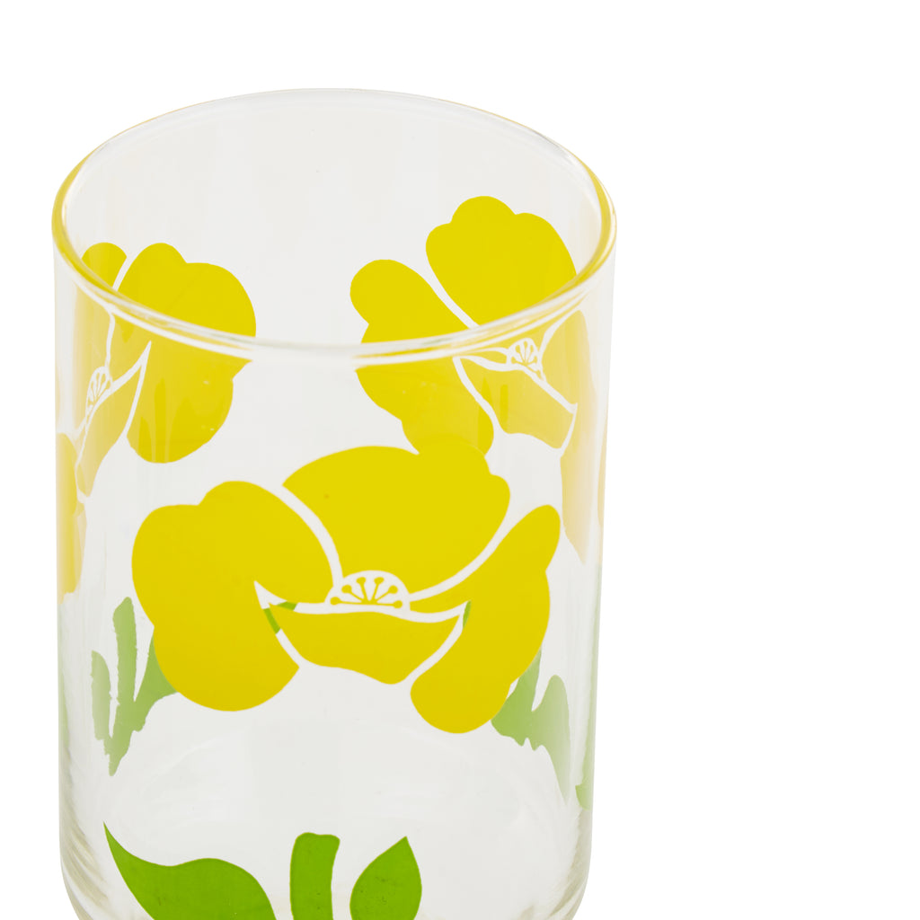Set of Yellow and Green Flower Drinking Glass