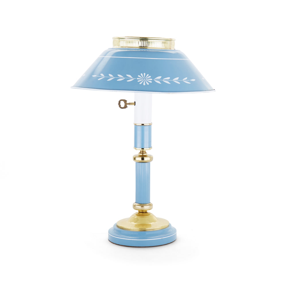 Vintage Blue and Gold Tin Tole Lamp