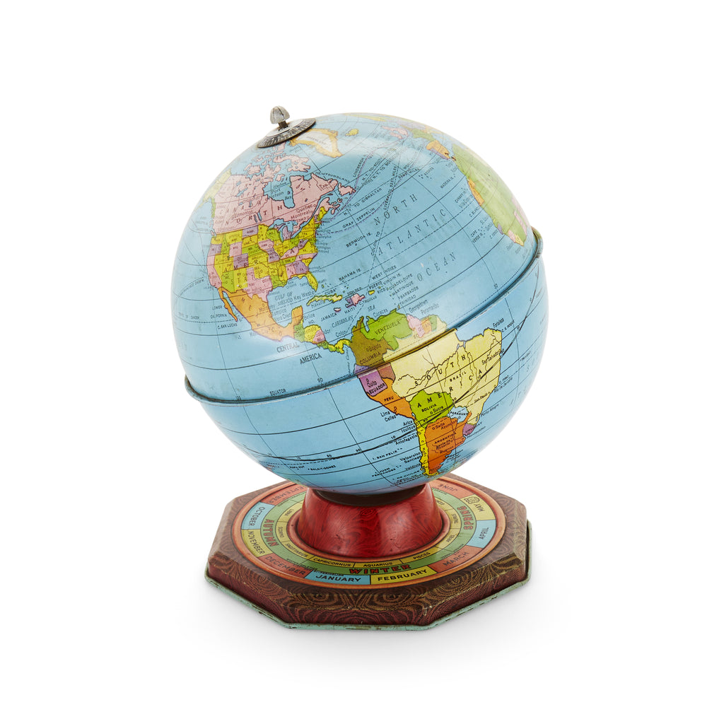 Blue and Red Globe with Calendar Base
