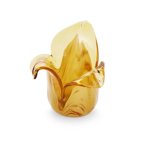 Yellow Glass Tulip Bowl - Organic Wave
