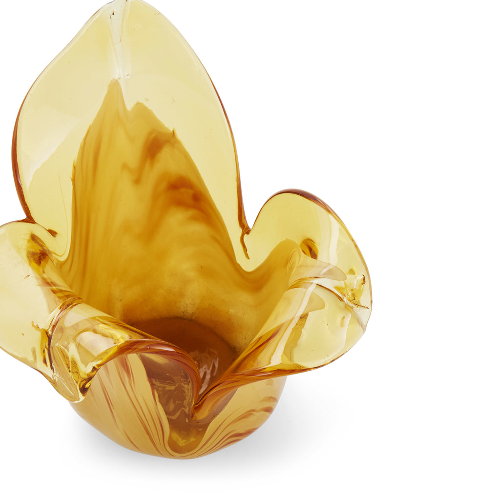 Yellow Glass Tulip Bowl - Organic Wave