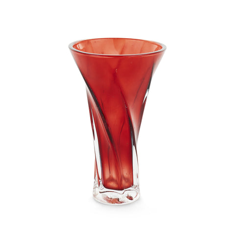 Red Twisting Glass Vase