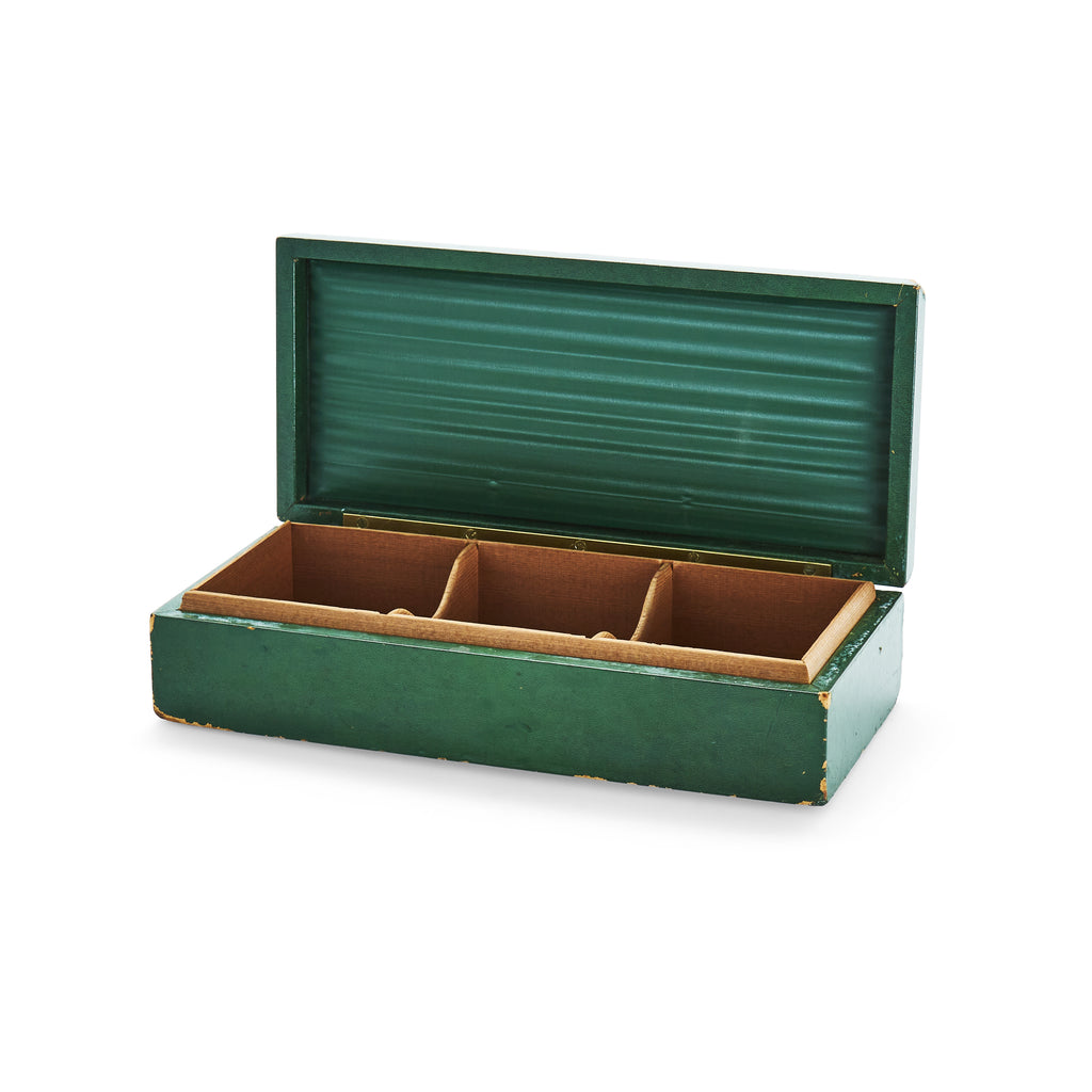 Green Leather Desk Storage Box