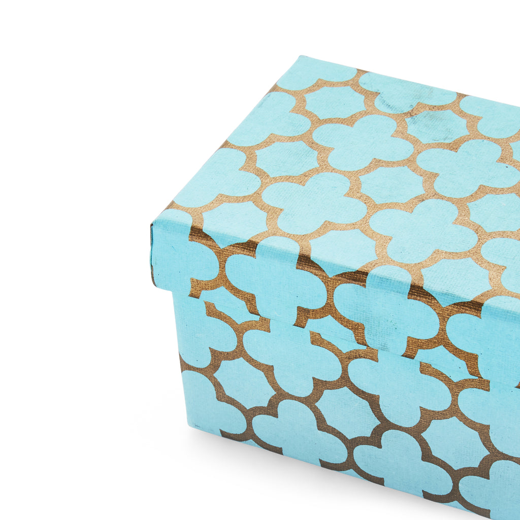 Blue And Gold Pattern Paper Gift Box